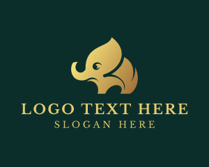 Animal - Gold Elephant Animal logo design