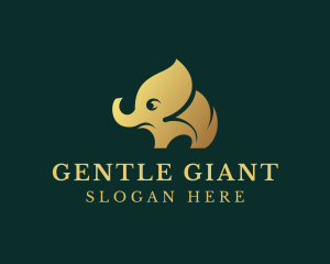 Gold Elephant Animal logo design