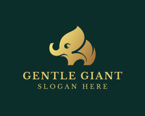 Elephant - Gold Elephant Animal logo design