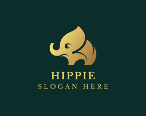 Golden - Gold Elephant Animal logo design