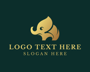 Gold - Gold Elephant Animal logo design