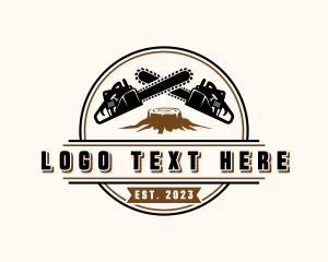 Logging - Chainsaw Tree Stump logo design