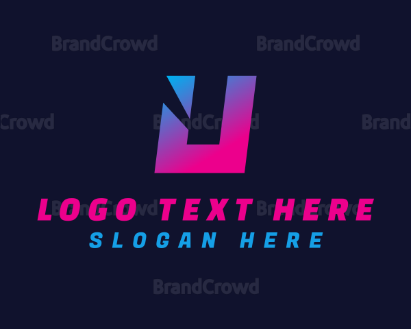 Gradient Cyber Letter U Logo