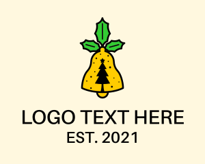 Pine Tree - Christmas Bell Decor logo design