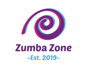 Zumba - Purple Spiral Anaglyph logo design