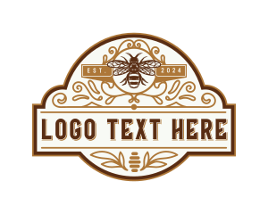 Vintage - Organic Ornamental Bee logo design