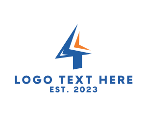 Fast - Modern Sharp Angle Number 4 logo design