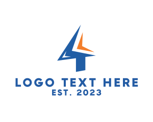 Sharp - Modern Sharp Angle Number 4 logo design