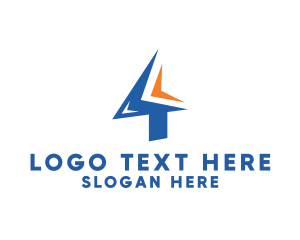 Modern Sharp Angle Number 4 Logo
