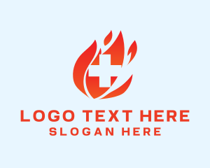 Caregiver - Medical Flame Cross logo design