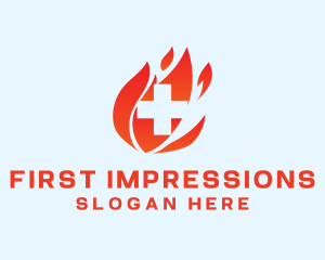 Medical Flame Cross logo design