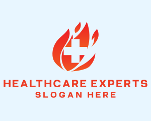 Medical Flame Cross logo design