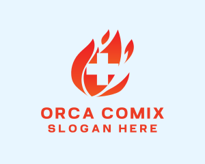 Scrub Suit - Medical Flame Cross logo design