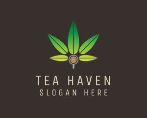 Coffee Marijuana Leaf logo design