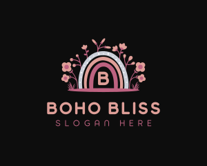 Boho Flowers Rainbow logo design
