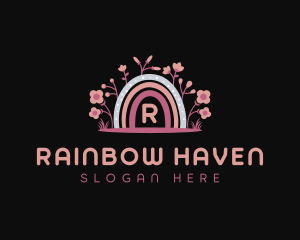 Boho Flowers Rainbow logo design