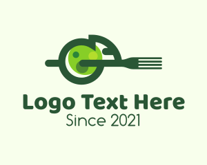 Lizard - Green Chameleon Fork logo design