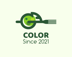 Green Chameleon Fork logo design