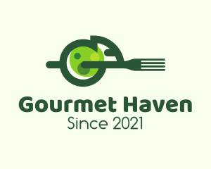 Green Chameleon Fork logo design