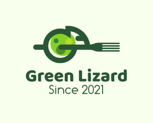 Green Chameleon Fork logo design