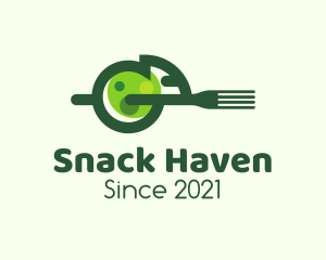 Green Chameleon Fork logo design