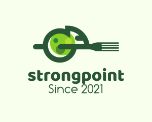Lunch - Green Chameleon Fork logo design