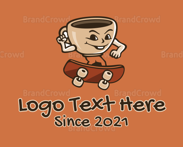 Coffee Cup Skateboarder Logo