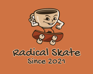 Skateboard - Coffee Cup Skateboarder logo design