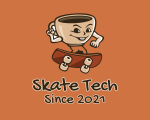 Kickflip - Coffee Cup Skateboarder logo design