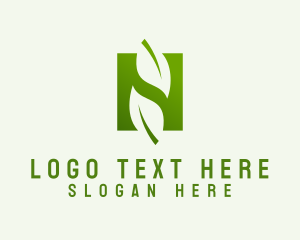 Ecosystem - Vegetarian Leaf Letter N logo design