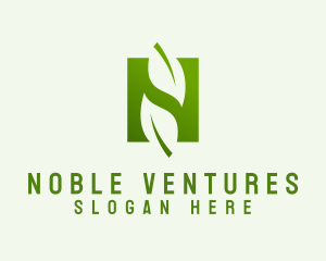 Vegetarian Leaf Letter N logo design