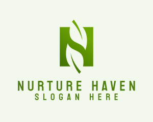 Vegetarian Leaf Letter N logo design