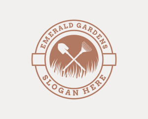 Gardening Rake Shovel logo design