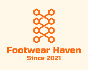 Orange Honeycomb Shoelace logo design