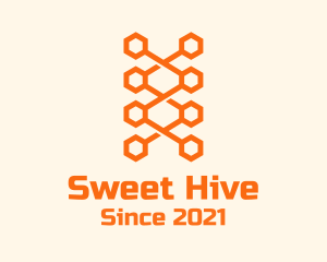 Honeycomb - Orange Honeycomb Shoelace logo design