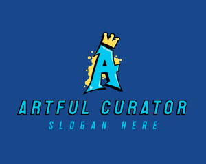 Crown Letter A Graffiti  logo design