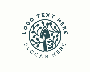 Garden Trowel - Trowel Leaf Gardening logo design