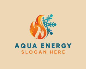 Snowflake Fire Energy Cooling logo design