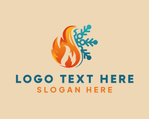 Temperature - Snowflake Fire Energy Cooling logo design