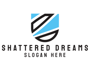 Shattered - Modern Shattered Shield logo design