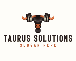 Fitness Gym Bull Weights logo design