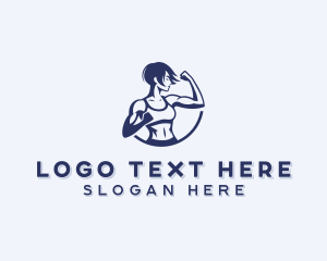Strong - Muscle Woman Gym logo design
