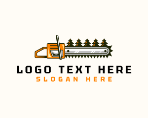 Distressed - Chainsaw Forest Lumberjack logo design