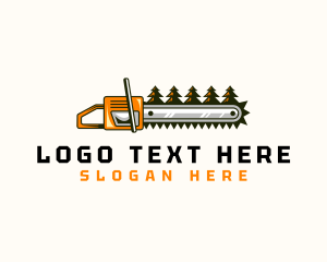 Log - Chainsaw Forest Lumberjack logo design