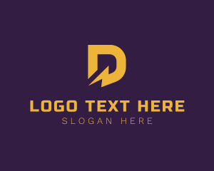 Letter D - Power Lightning Bolt logo design