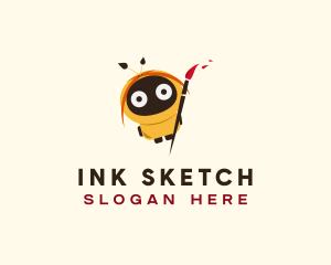 Cartoon Robot Artist logo design