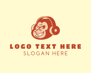 Monkey - Monkey Headphone Music logo design