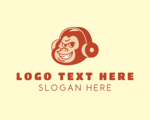 Gorilla - Monkey Headphone Music logo design