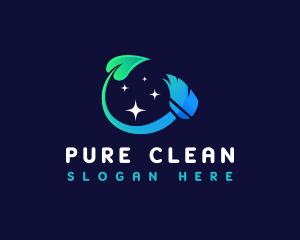 Clean Leaf Broom logo design