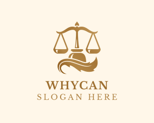 Feather - Golden Legal Justice Scale logo design